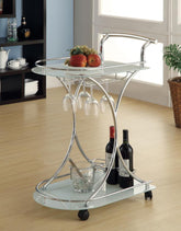 Coaster Elfman 2-shelve Serving Cart Chrome and White Model 910002